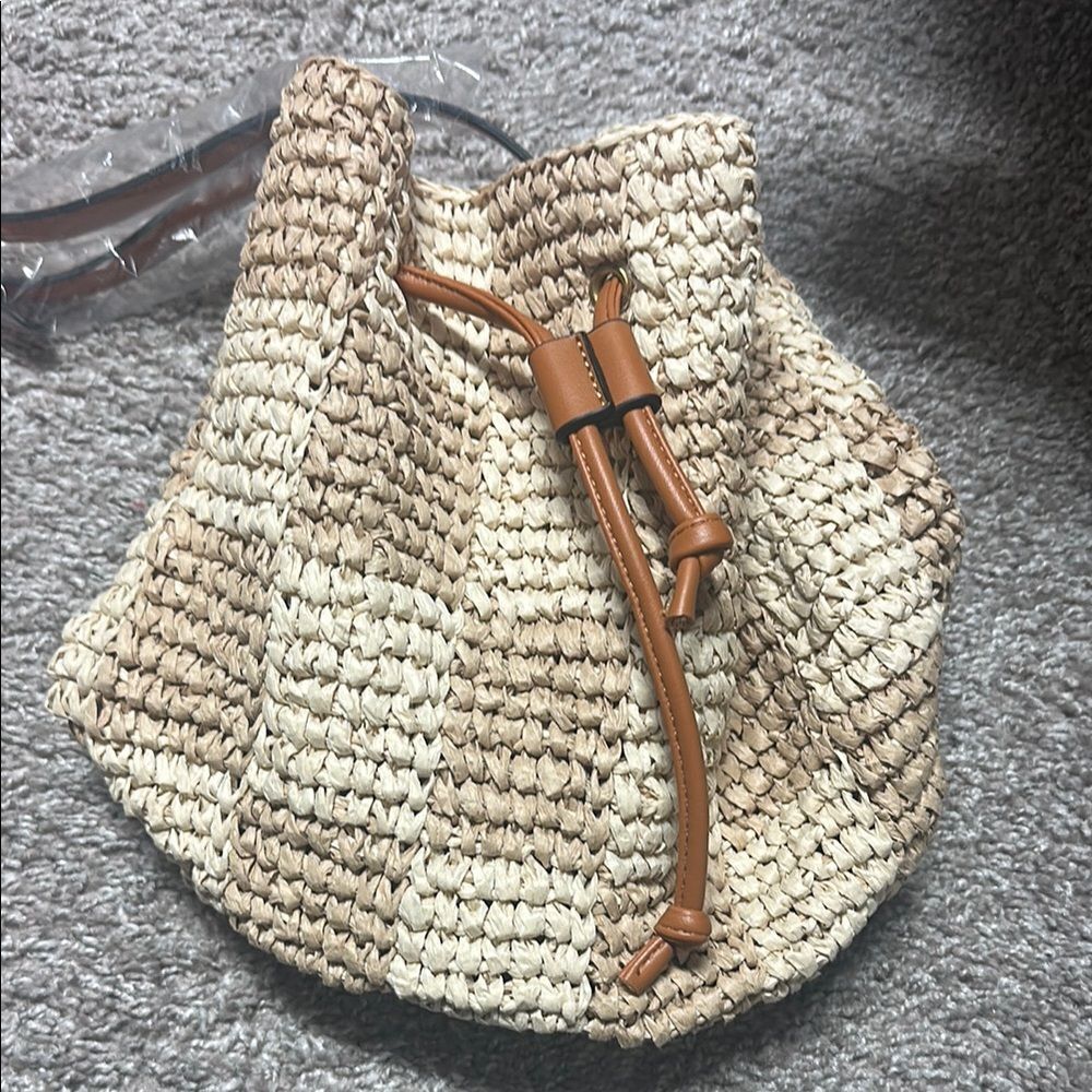 Pink Lily Tan and Cream Crossbody Bag with Intricate Design